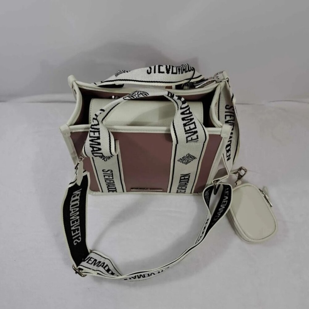 NWT STEVE MADDEN BWEBBER SATCHEL CROSSBODY BAG W AIR POD CASE PINK‎ TIK TOK - Picture 6 of 13
